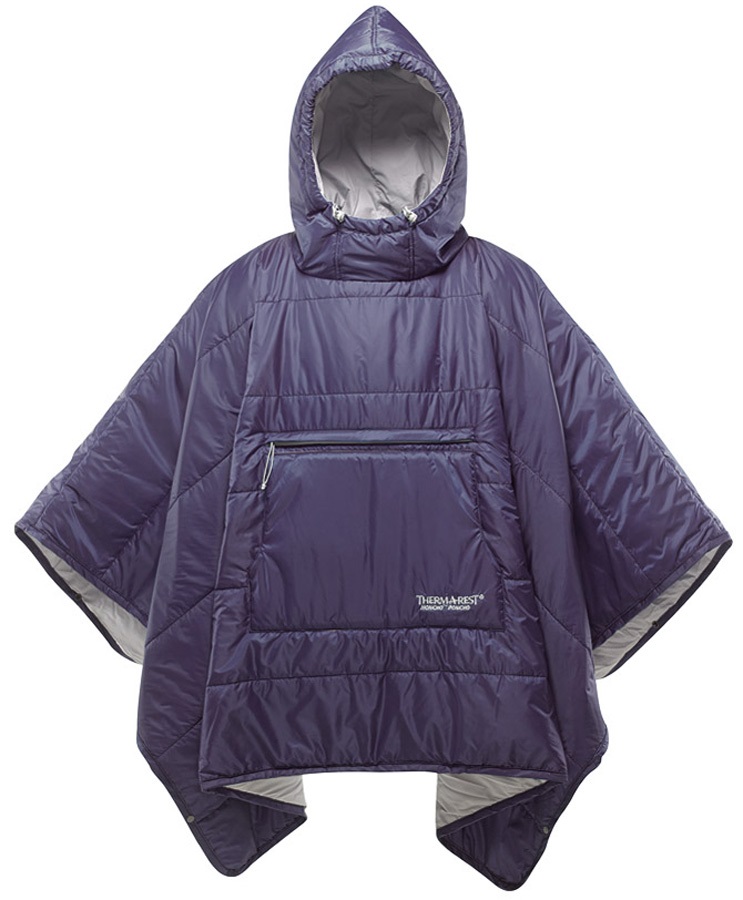 ThermaRest Honcho Poncho Hooded Thermal Camping Blanket, Deep Purple