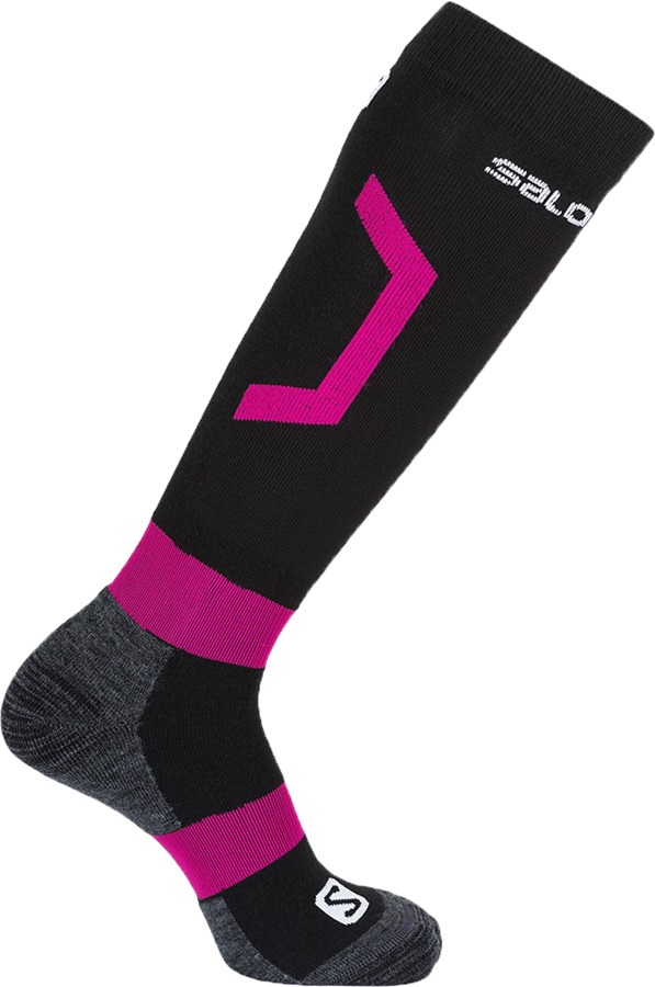 Salomon Rental Ski Socks, S Black/Yarrow Pink