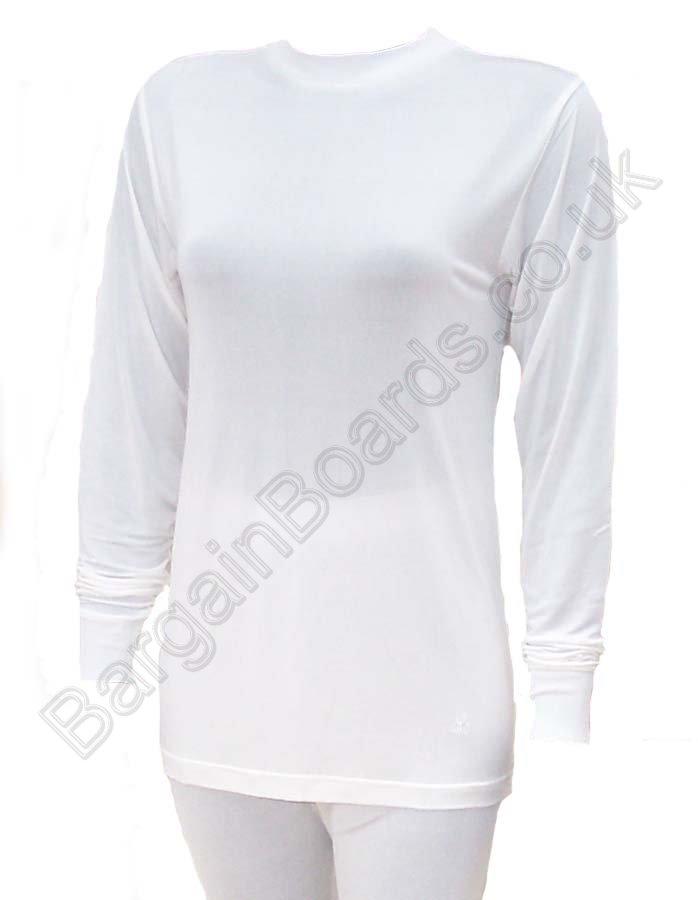 Silking Long Sleeve Silk Thermal Top, Women's Medium, Ivory White