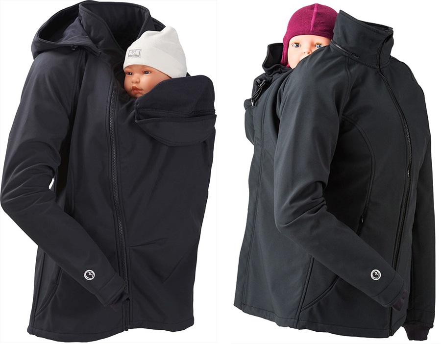 Mamalila Softshell Baby Wearing Maternity Jacket/Coat, UK 14 Black