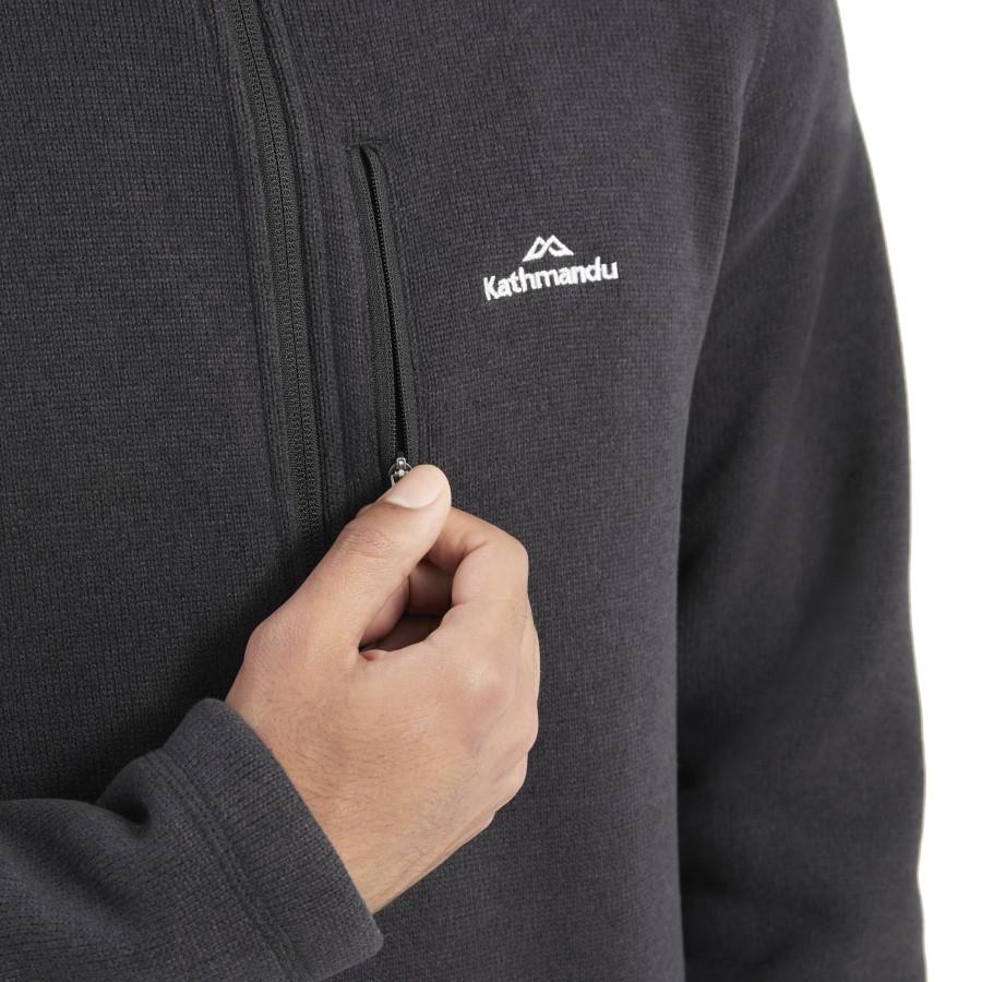 Kathmandu Aikman 1/4 Zip Fleece/Pullover, L Black Marle
