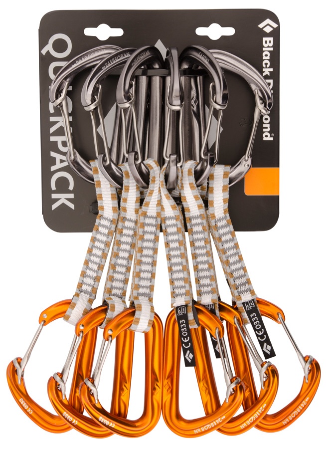 Black Diamond Hoodwire Quickpack Rock Climbing Quickdraw Set, 6