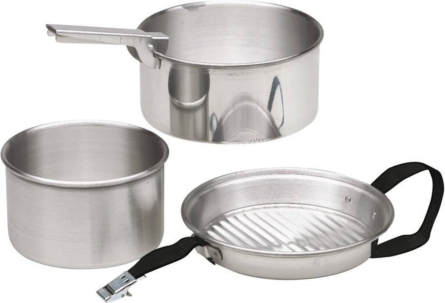 BoCamp Activa Cookware Set Classic Camping Cooking Pots, Silver