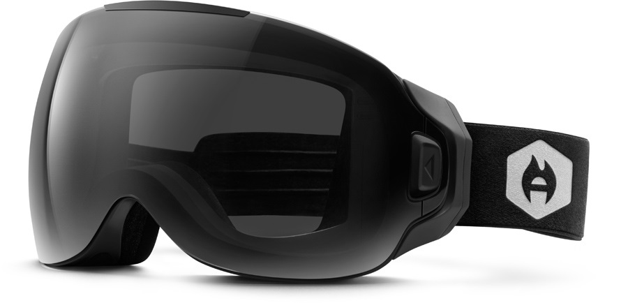 ABOM A-Bom Heated Snowboard Ski Goggles Whiteout Frame Eclipse Black Lens 