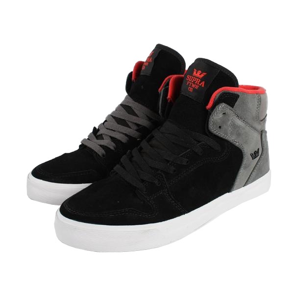 Supra Vaider Skate Shoe, UK 8, Black/Grey/Suede