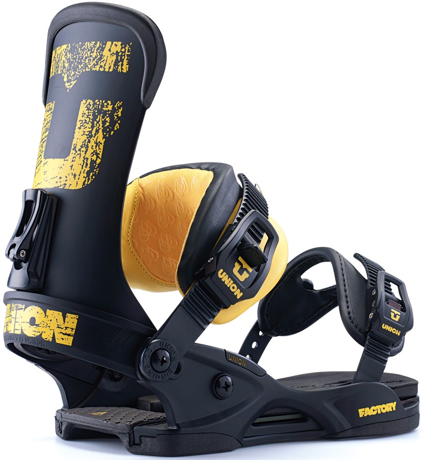 Union Factory Snowboard Bindings, M/L, Black/Yellow, 2014