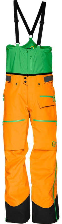 Norrona Lofoten Gore-Tex Pro Ski/Snowboard Bib Pants, M, Orange Crush