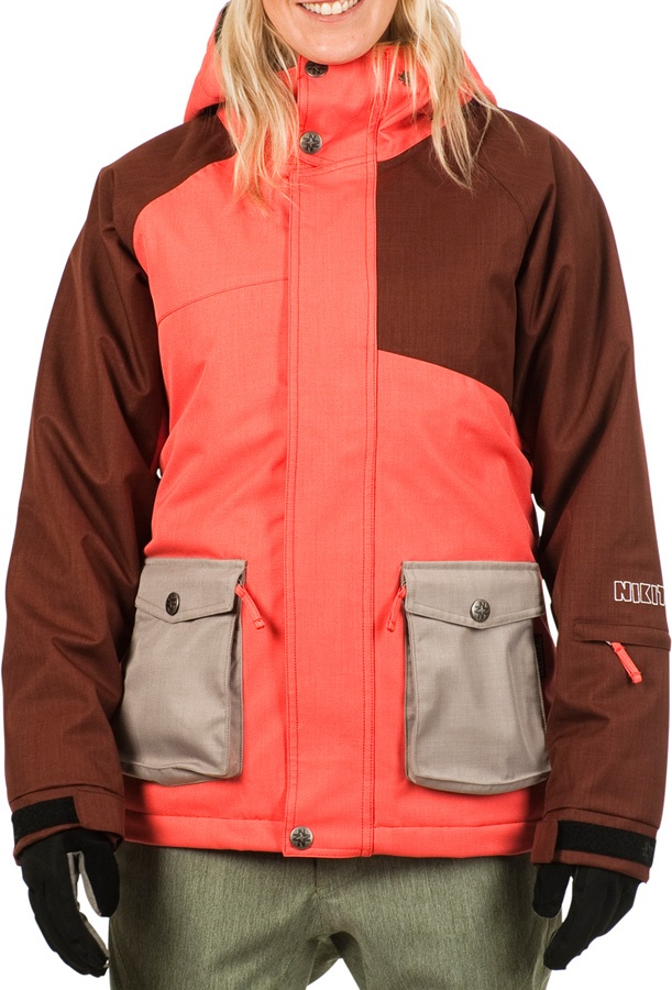 Nikita Dyngja Women's Ski & Snowboard Jacket, L, Coral/Brown/Grey