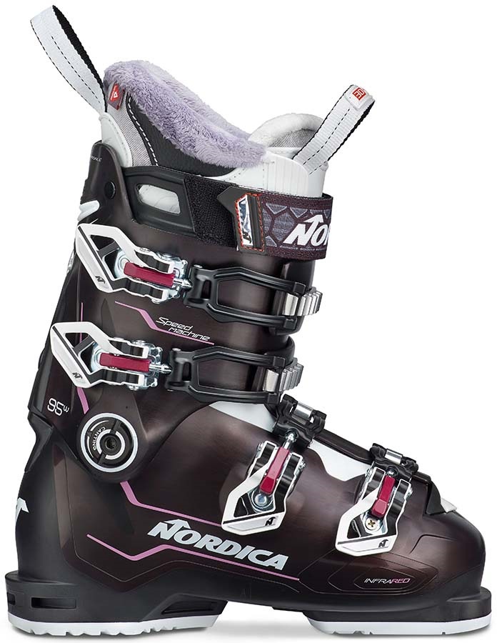 purple ski boots