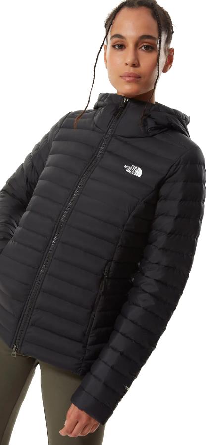 The Face Stretch Down Women's Hooded Jacket, 12 Black