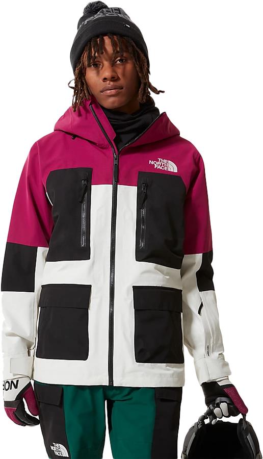 The North Face Dragline Ski/Snowboard Jacket, L Pink/White/TNF Black