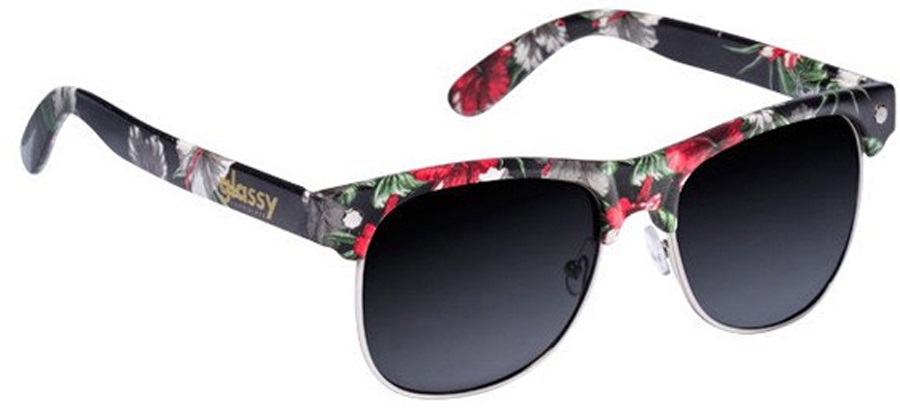 Glassy Sunhaters Shredder Clubmaster Sunglasses Floral Grey Lens