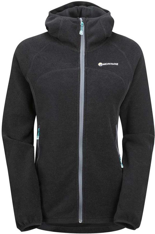 Montane Volt Hoodie Women's Fleece Jacket, UK 12, Black/Shadow Zips