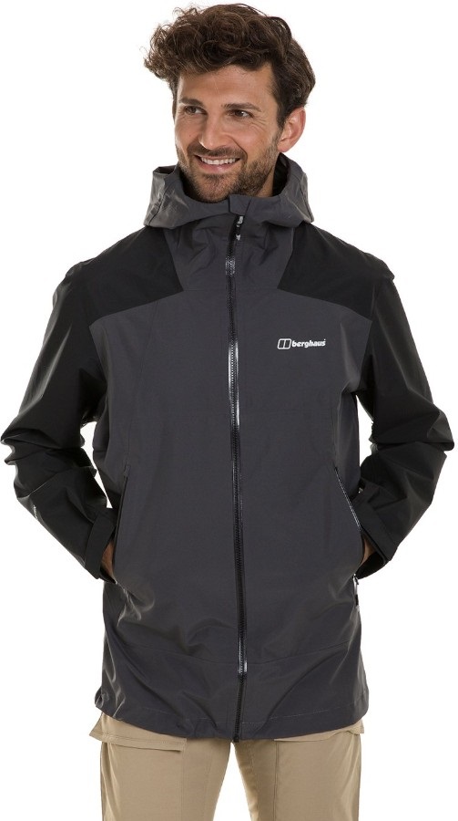 Berghaus Paclite Peak Vented Waterproof Jacket, S Grey Pinstripe/Black
