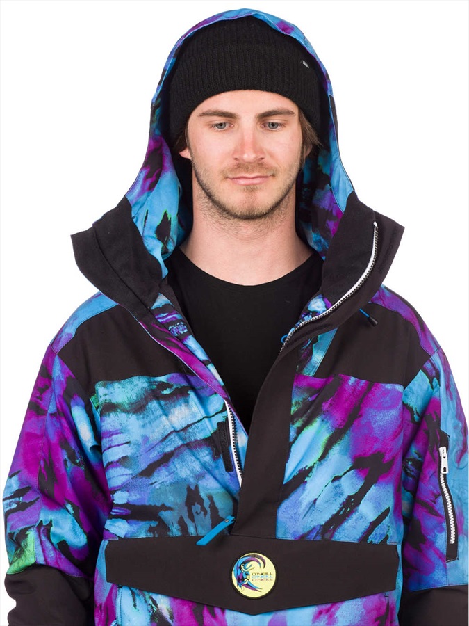 O'Neill Frozen Wave Anorak Ski/Snowboard Jacket, M Blue/Pink/Purple