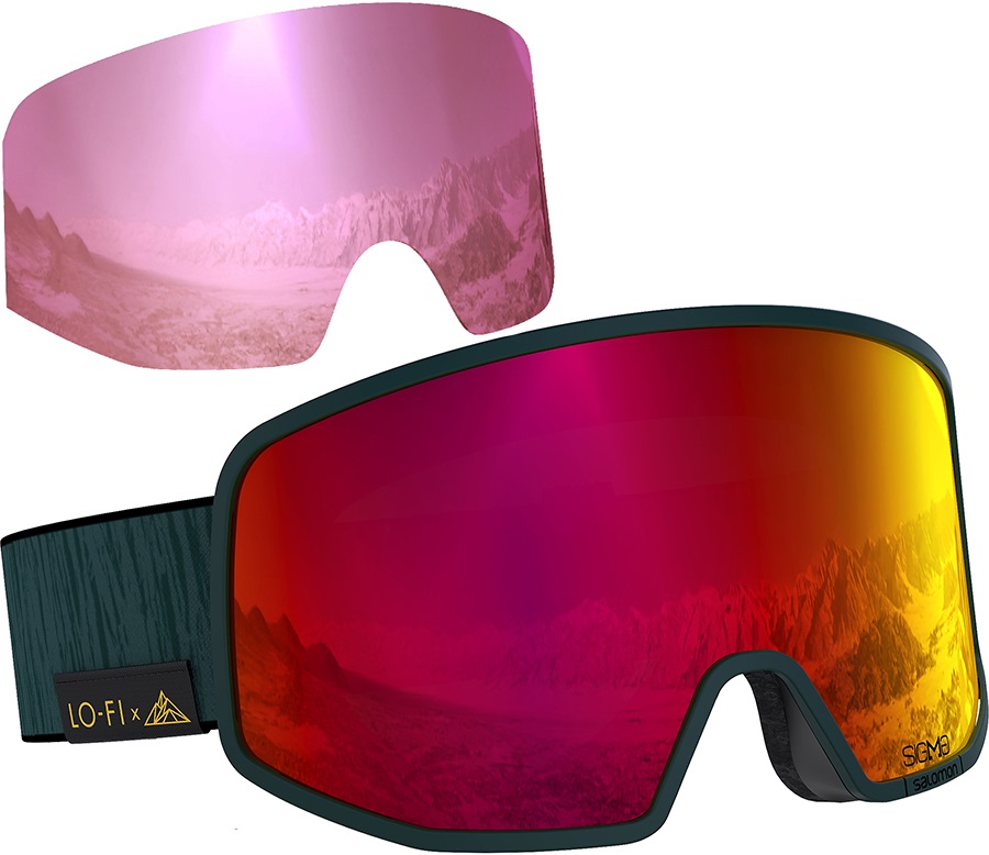 Salomon Lo Fi Sigma Poppy Red Snowboard/Ski Goggles, M/L Green Gables