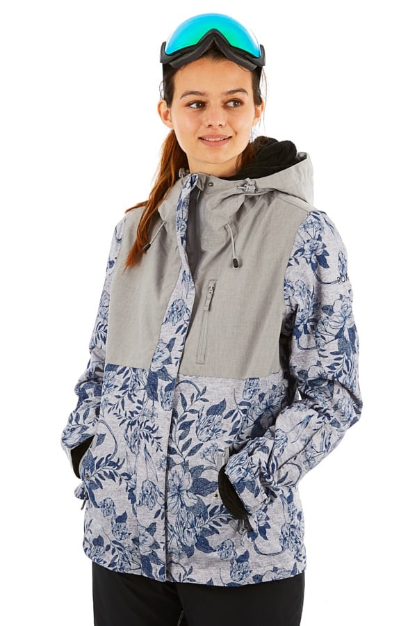 Roxy Jetty 3N1 Women's Snowboard/Ski Jacket, M Grey/Botanical Flowers