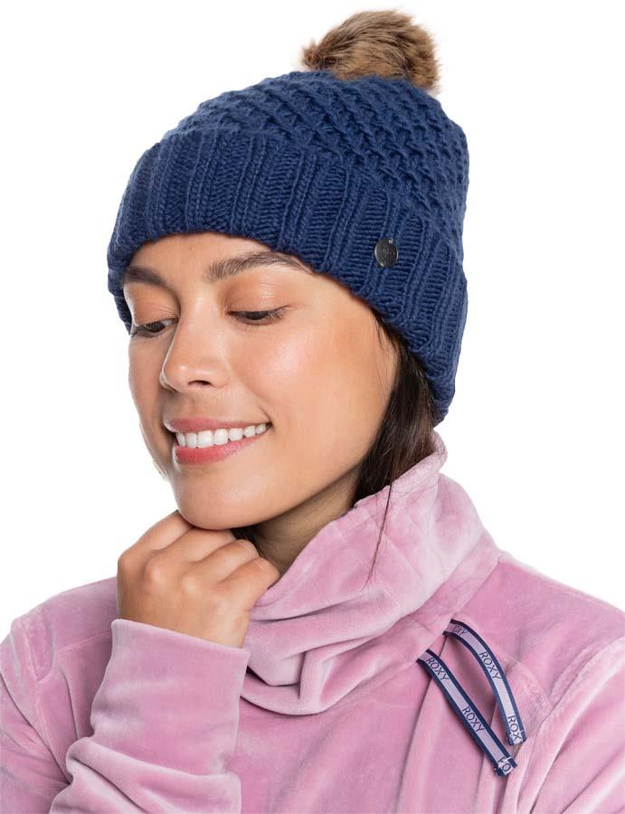 roxy blizzard pom pom beanie