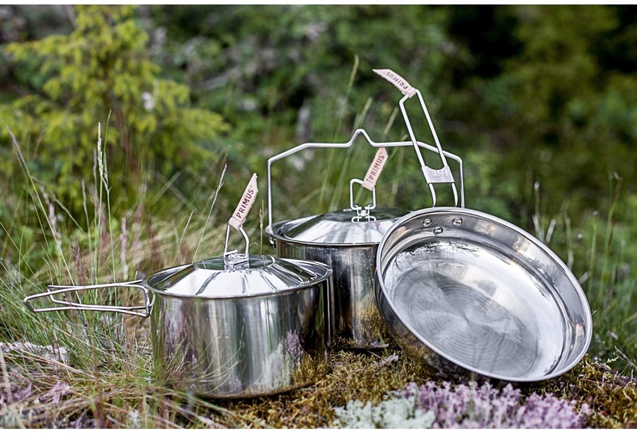 Primus Campfire Cookset Stainless Steel Camp Cookware, Small Silver