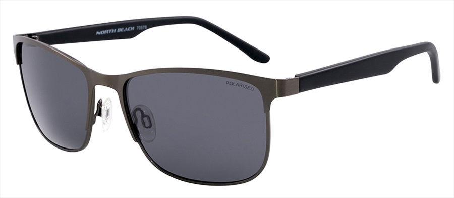 North Beach Buri Grey Polarised Sunglasses, Light Gunmetal