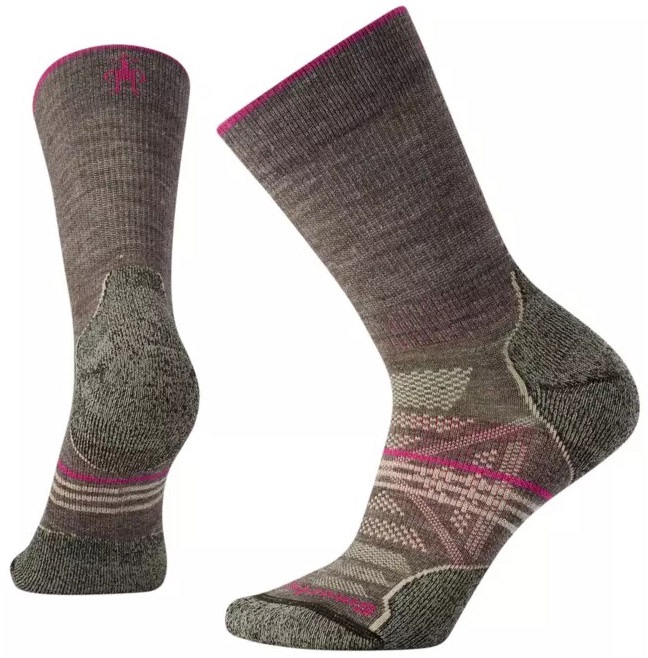 Smartwool PhD Outdoor Light Crew Women's Hiking Socks, M Taupe/Purple