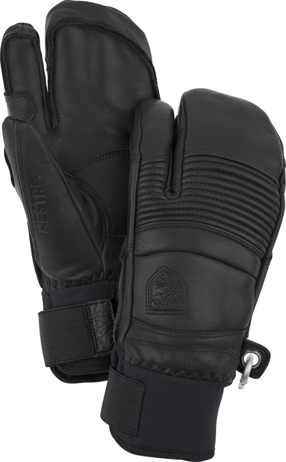 Hestra Leather Fall Line 3 Finger Ski/Snowboard Gloves, M Black