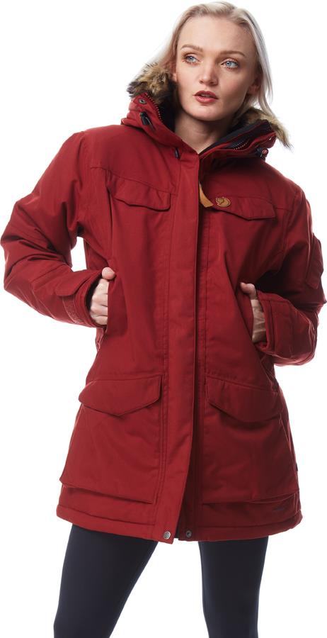 Fjallraven Nuuk Women's Waterproof Parka Jacket, UK 10 Red Oak