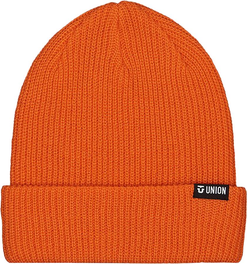 Union Low Cuff Coal Headwear Rib Knit Beanie Hat, Orange