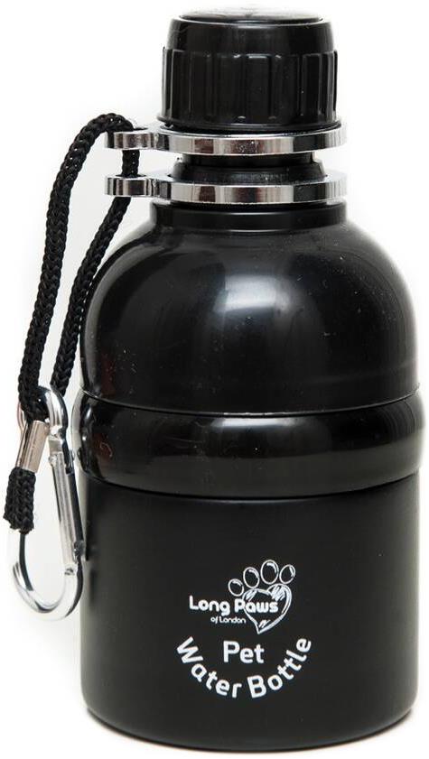Long Paws Lick N Flow Stainless Steel Dog Water Bottle, 250ml Black