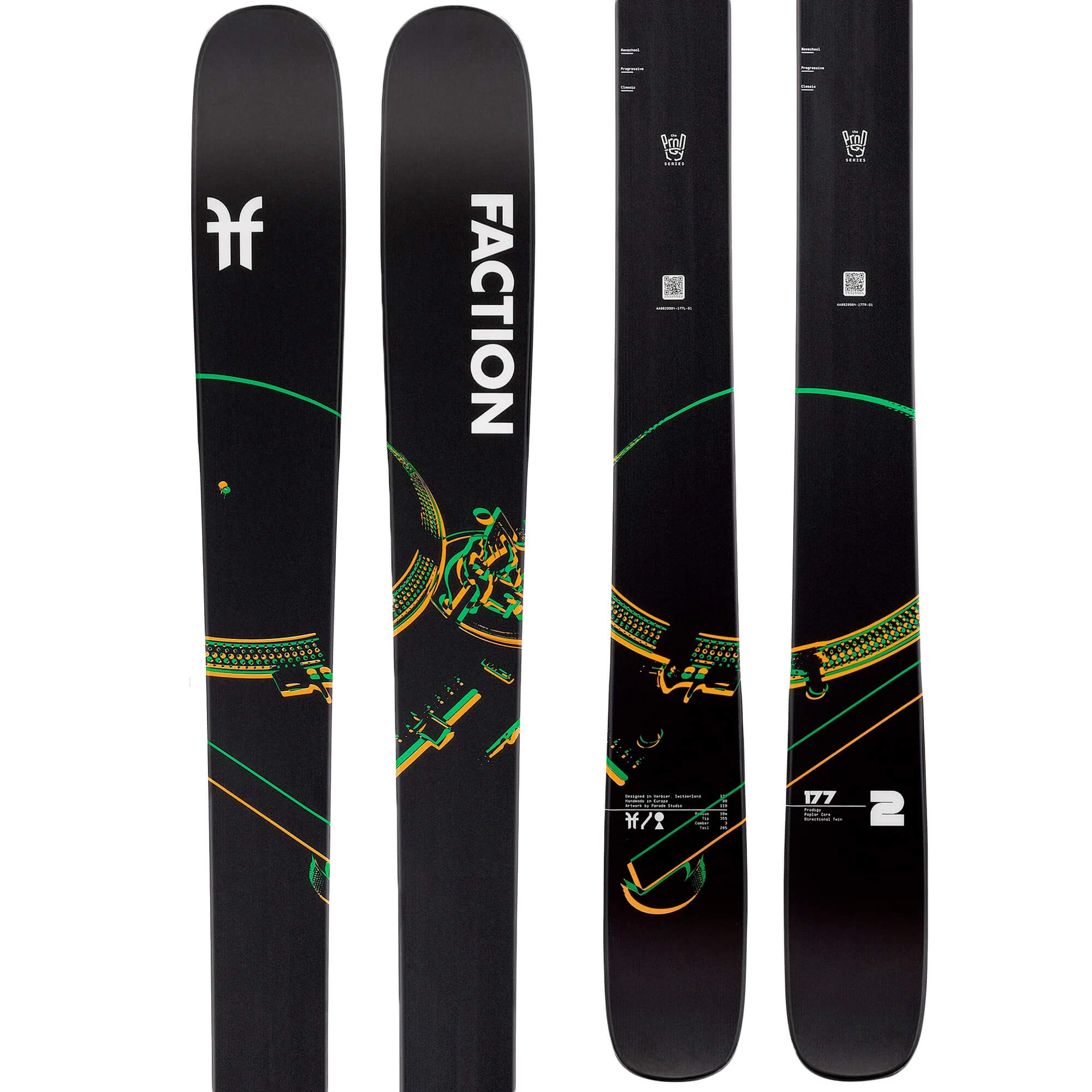 Photos - Ski Faction Prodigy 2 , 171cm Black/Neon, Ski Only,  FCSKW24-PR2Z-ZZ-1  2024