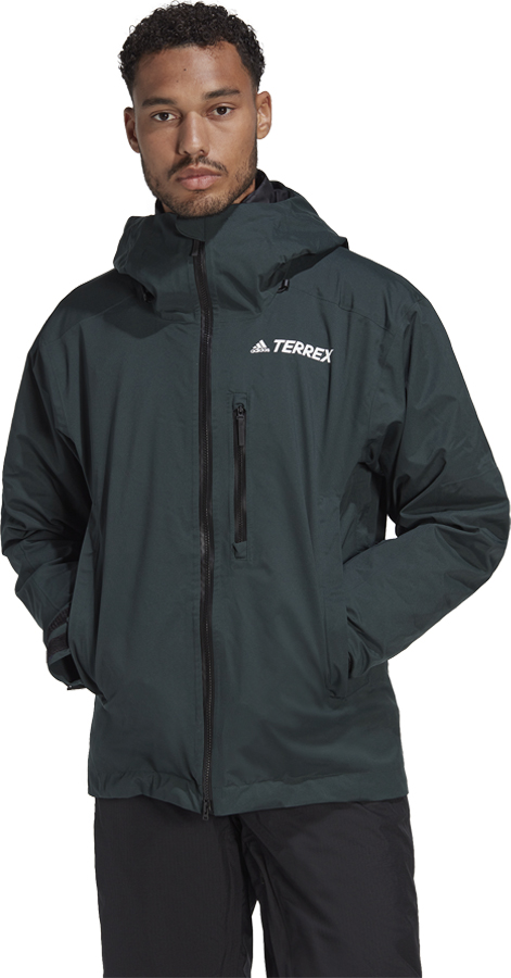 Photos - Ski Wear Adidas Terrex Resort 3 In 1 Insulated Snow Jacket XL Green/Black HI5520 