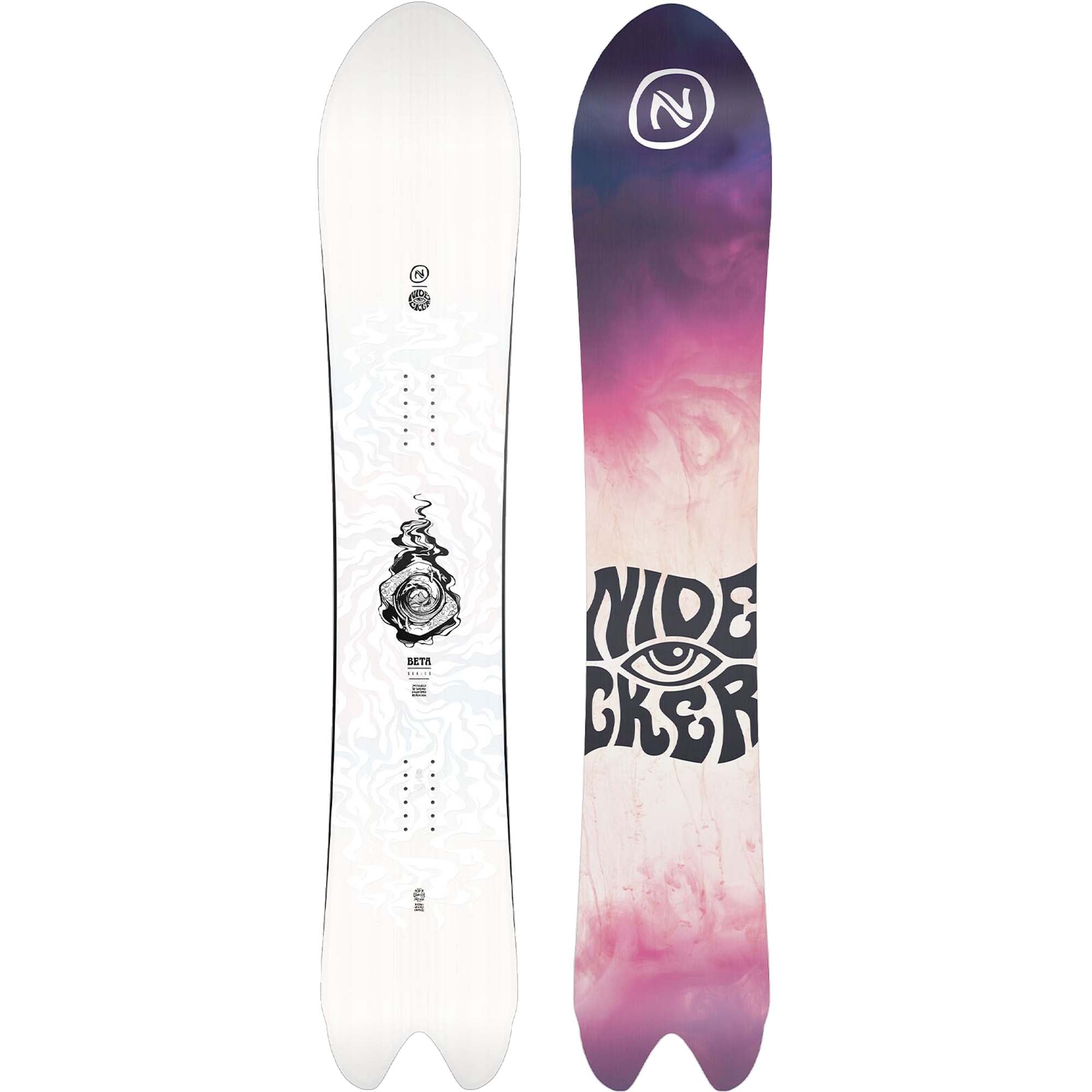 Nidecker Beta Freeride/Powder Snowboard, 162cm White Deck/Multi Base 2024