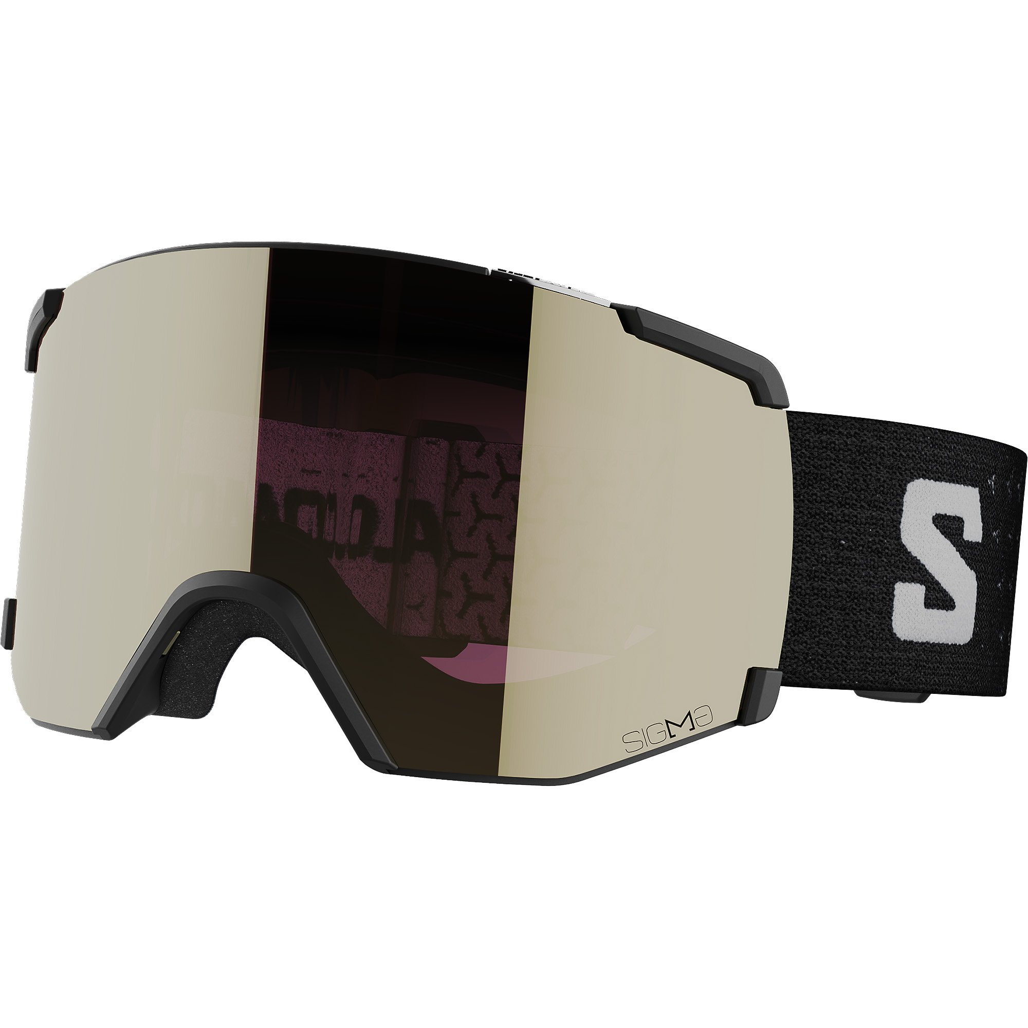 Photos - Ski Goggles Salomon S/View Sigma Goggles, M/L Black Frame/Solar Black Gold Lens L47251 