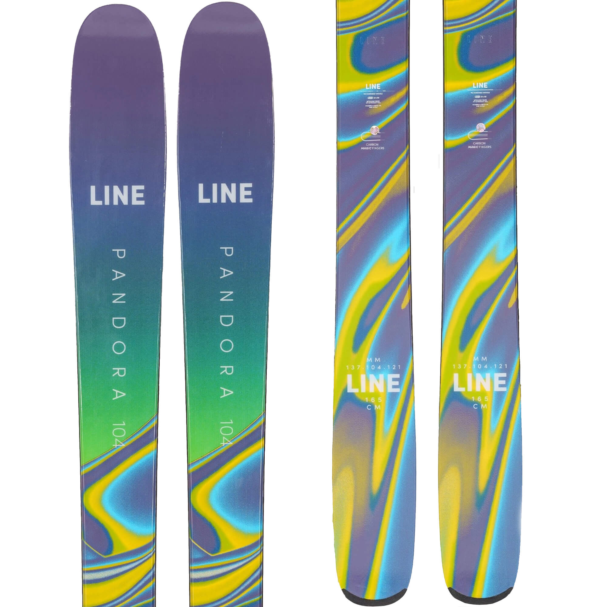Photos - Ski LINE Pandora 104 Women's , 165cm Blue/Green/Yellow, Ski Only,  19G  2023