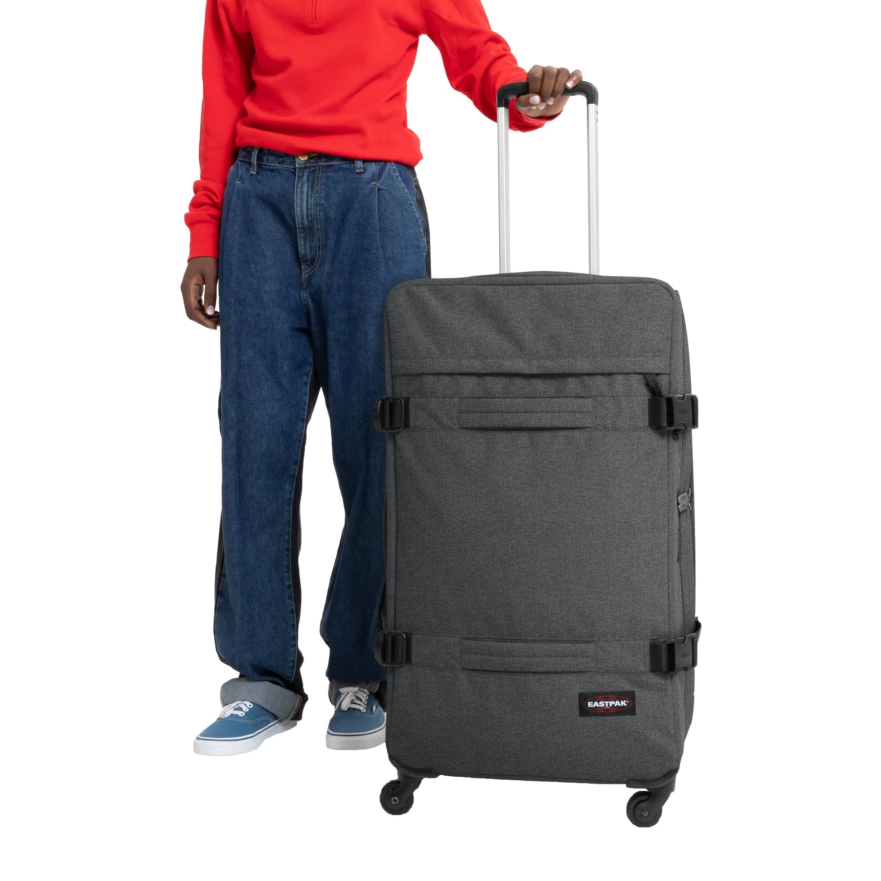 Photos - Travel Bags EASTPAK Transit'R 4 L 80 Litre, Four Wheel Soft Suitcase, Black Denim EK0A 