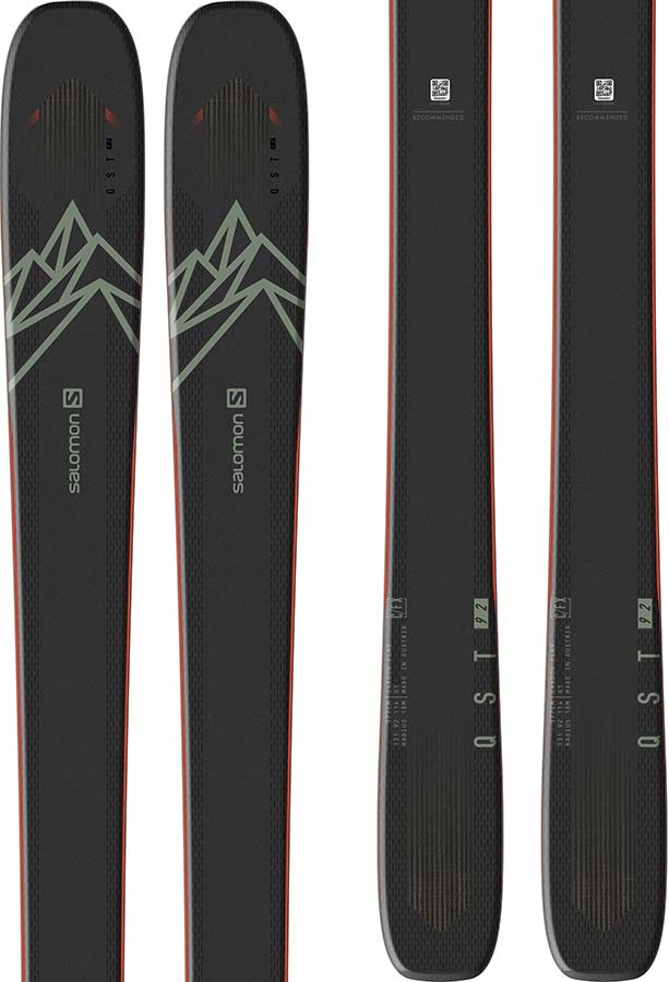 Salomon Adult Unisex Qst 92 Skis 185cm, Black/Green/Orange, Ski Only, 2021