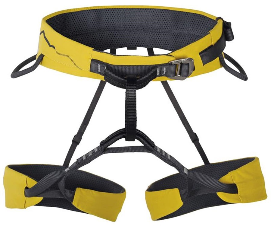yellow climbing harness