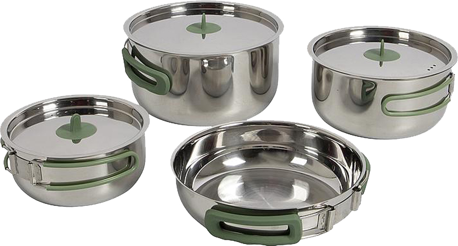 Bo-Camp 4-Piece Travel Cookset  Stainless Steel Camping Cookware