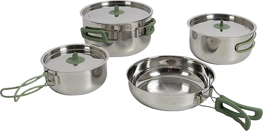 Bo-Camp 4-Piece Travel Cookset  Stainless Steel Camping Cookware