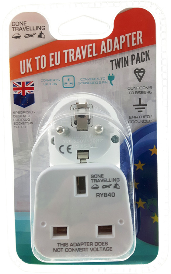 UK to EU Travel Adaptor Twin Pack