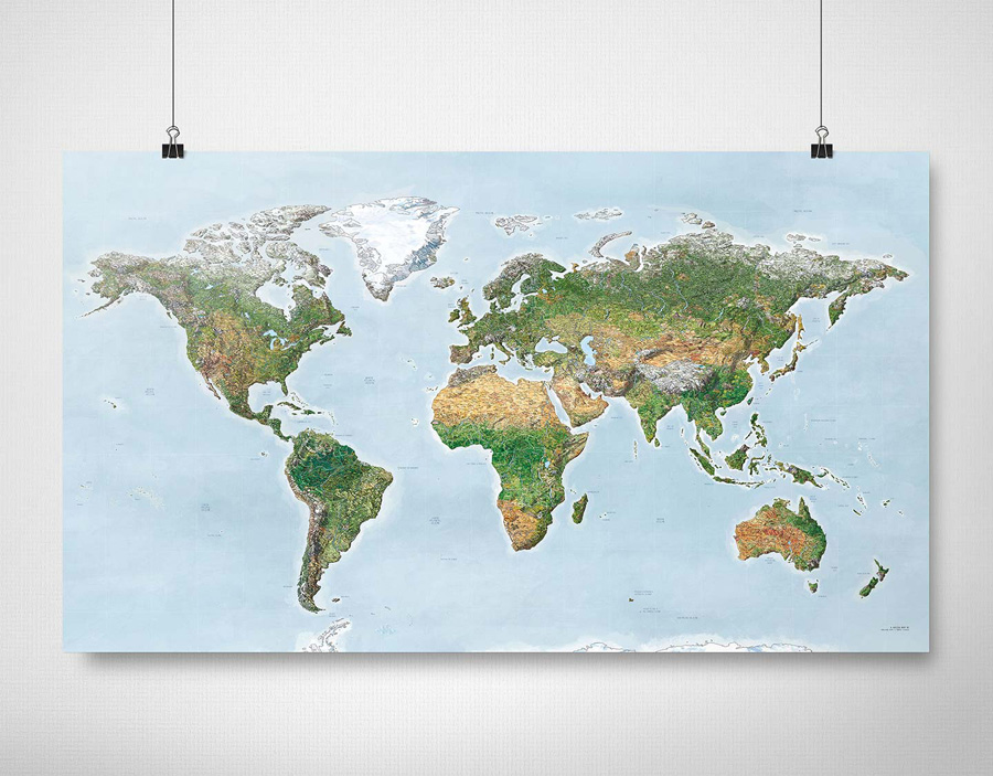 Awesome Maps Green Map Illustrated World Wall Map