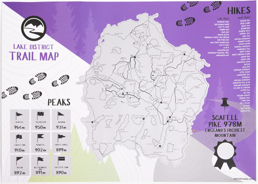 UK Trail Maps Trails Scratch-Off Wall Map