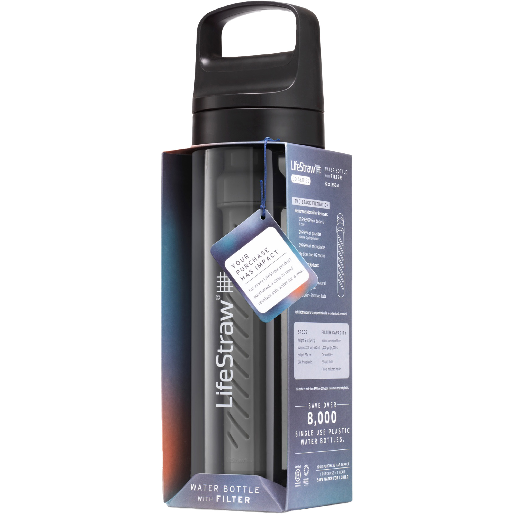 Lifestraw Go 650ml Travel Water Filter Bottle