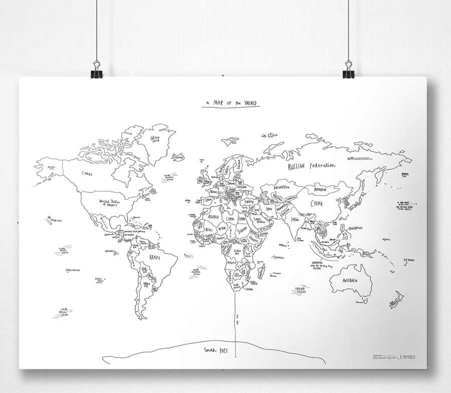 Awesome Maps Sketch Map Illustrated World Wall Map