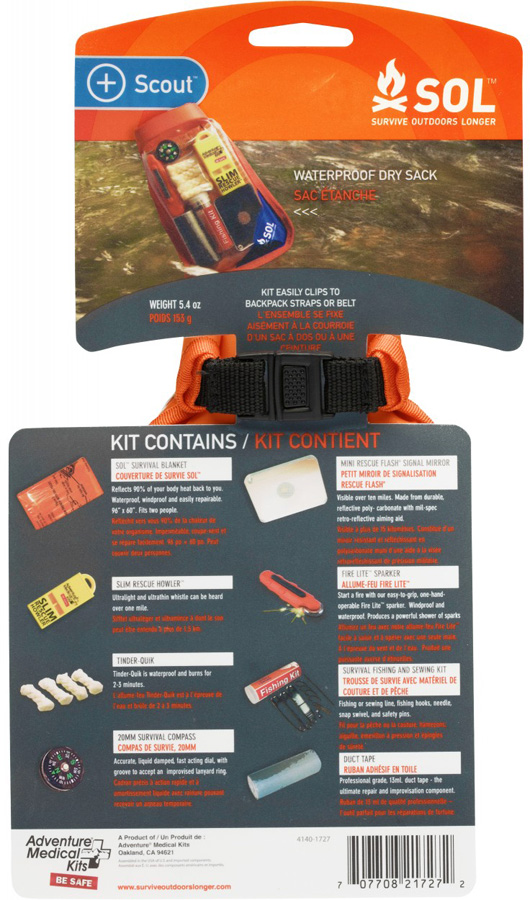 SOL Scout Compact Waterproof Outdoor Survival Kit