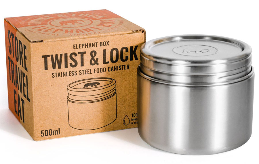 Elephant Box Twist & Lock Food Canister Stainless Steel Meal Jar