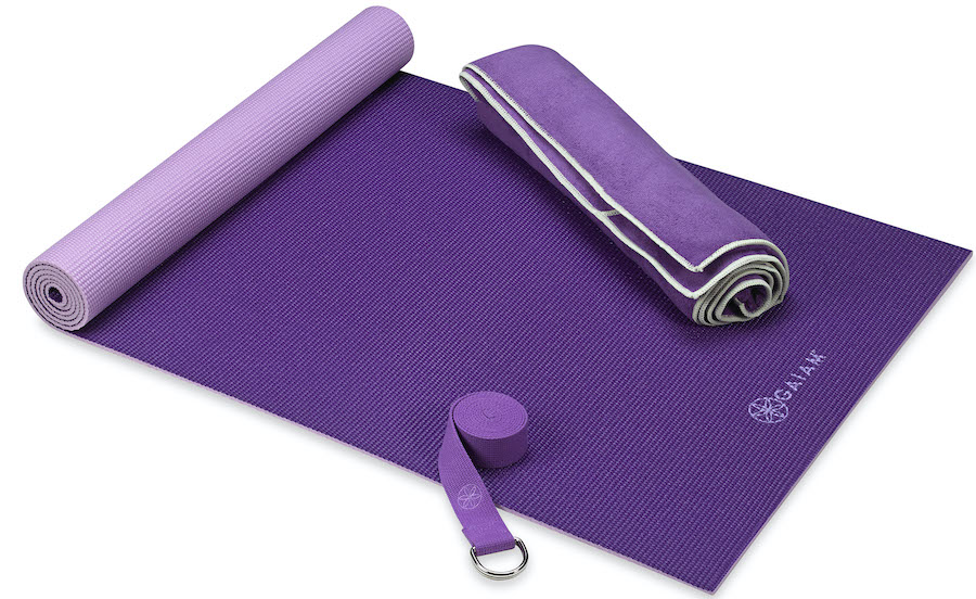 Gaiam Hot Yoga Kit Yoga/Pilates Mat, Towel & Strap