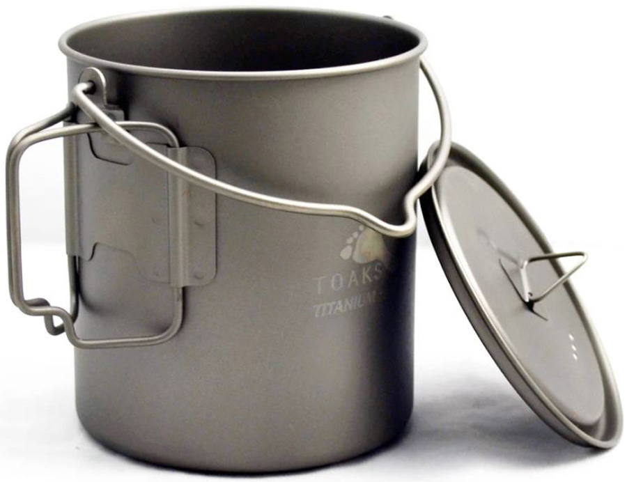 Toaks Titanium Pot with Bail Handle Ultralight Camping Cookware