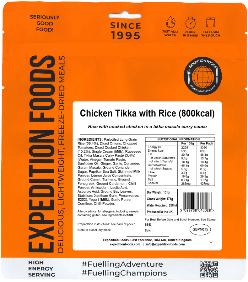 Expedition Foods Chicken Tikka + Rice Camping & Hiking Meal