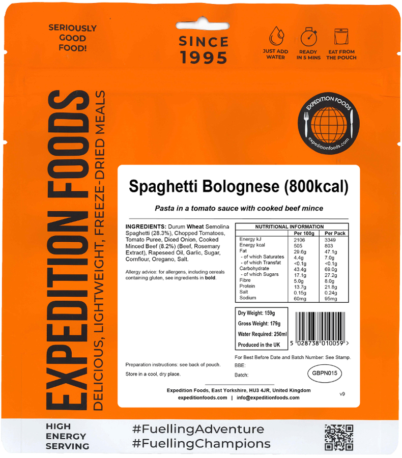 Expedition Foods Spaghetti Bolognese Camping & Hiking Meal